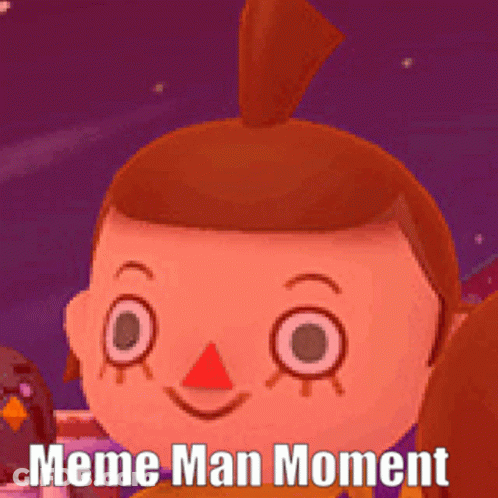 A Close Up Of A Cartoon Character With The Words Meme Man Moment Below It GIF