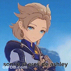 A Close Up Of A Cartoon Character With The Words Sonrie Si Eres De Ashley Written On The Bottom . GIF