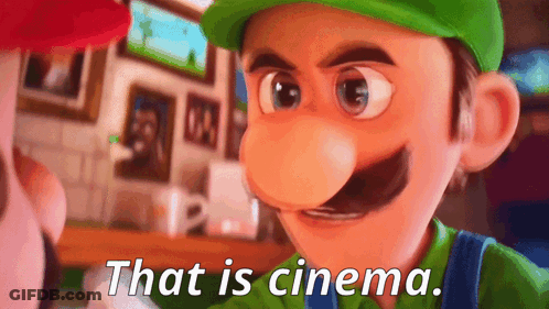 A Close Up Of A Cartoon Character With The Words That Is Cinema Below Him GIF