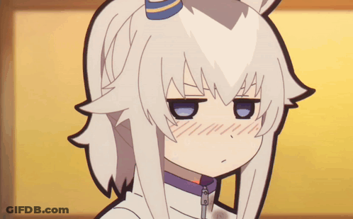 A Close Up Of A Cartoon Character With White Hair And A Horn GIF