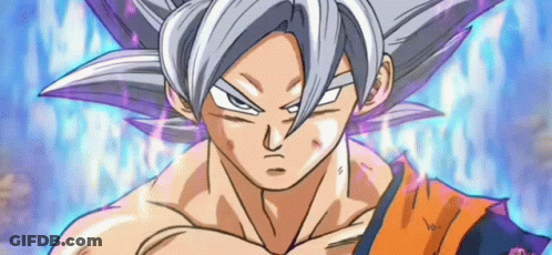 A Close Up Of A Cartoon Character With White Hair And A Purple Background . GIF