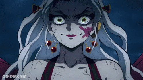 A Close Up Of A Cartoon Character With White Hair And Red Eyes GIF