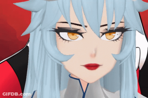 A Close Up Of A Cartoon Character With White Hair GIF