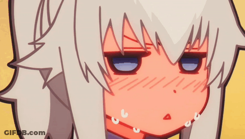 A Close Up Of A Cartoon Character With White Hair Making A Funny Face GIF