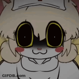 A Close Up Of A Cartoon Character With Yellow Eyes And A Hat On . GIF