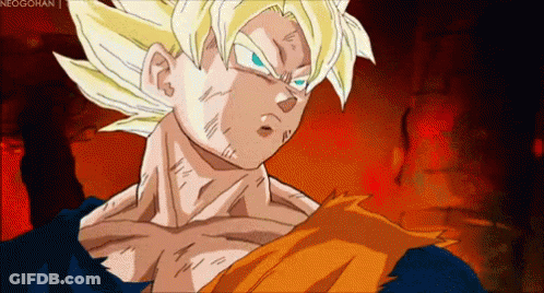 A Close Up Of A Cartoon Character With Yellow Hair And Blue Eyes . GIF