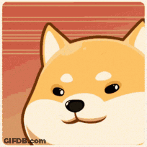 A Close Up Of A Cartoon Dog 'S Face With A Red Background GIF