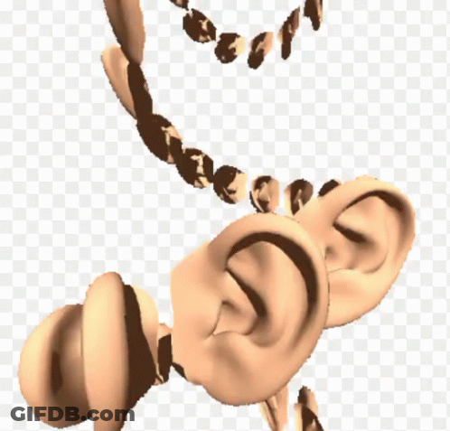 A Close Up Of A Cartoon Ear With A Necklace Around It GIF