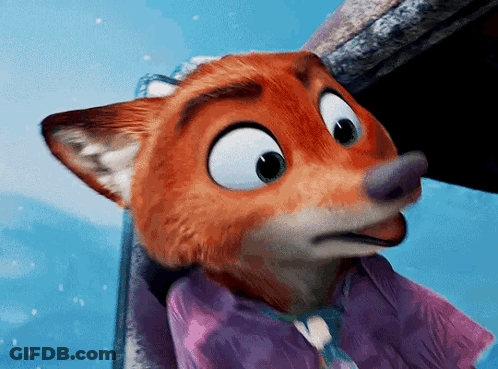 A Close Up Of A Cartoon Fox Wearing A Pink Shirt GIF