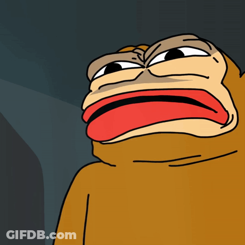 A Close Up Of A Cartoon Frog With A Big Red Mouth GIF