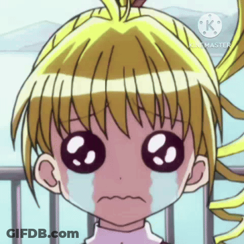 A Close Up Of A Cartoon Girl Crying With Her Eyes Closed . GIF