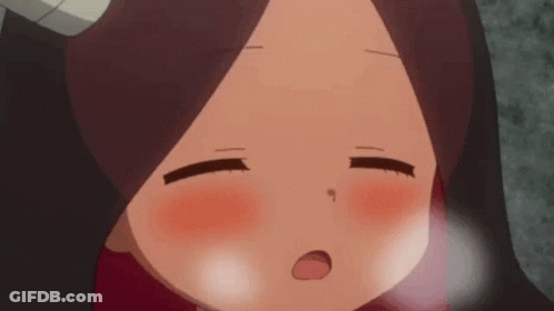 A Close Up Of A Cartoon Girl 'S Face With Her Eyes Closed And Her Mouth Open . GIF