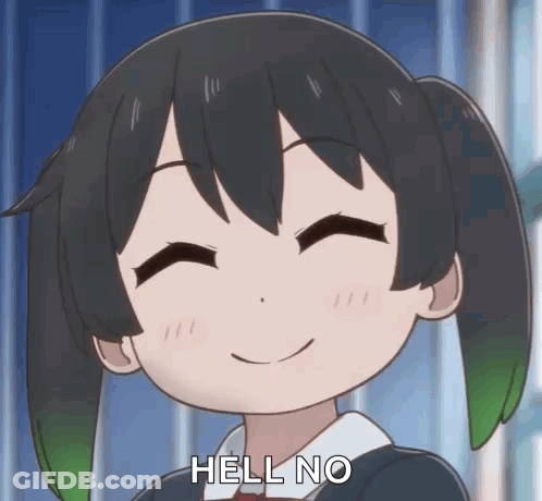 A Close Up Of A Cartoon Girl Smiling And Saying Hell No . GIF