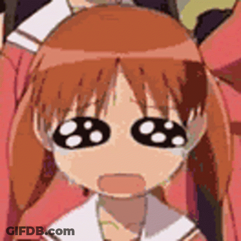 A Close Up Of A Cartoon Girl With Big Eyes Making A Surprised Face . GIF