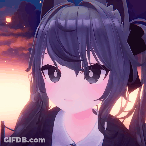 A Close Up Of A Cartoon Girl With Purple Hair GIF