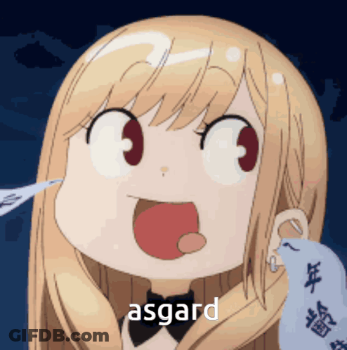 Cartoon Girl With Asgard Text GIF