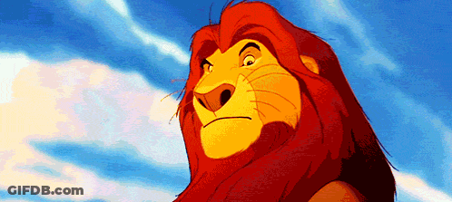 A Close Up Of A Cartoon Lion With A Blue Sky Behind Him GIF