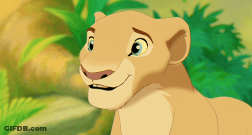A Close Up Of A Cartoon Lioness Smiling GIF