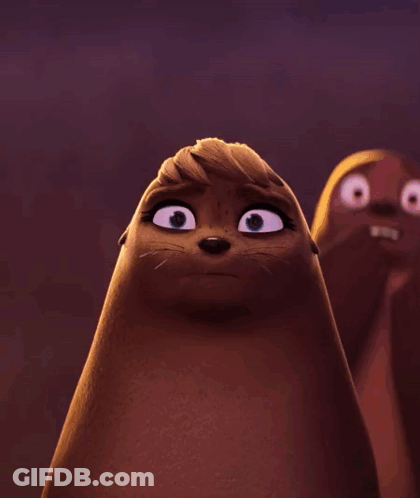 A Close Up Of A Cartoon Otter With A Surprised Look On Her Face GIF