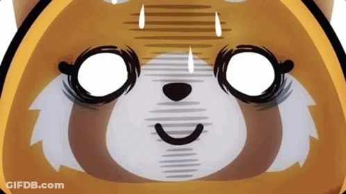 A Close Up Of A Cartoon Panda 'S Face With White Eyes And A Surprised Look On His Face . GIF