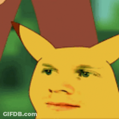 A Close Up Of A Cartoon Pikachu With A Human Face . GIF