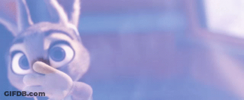 A Close Up Of A Cartoon Rabbit With Big Eyes GIF