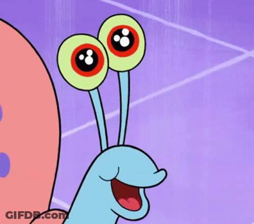 A Close Up Of A Cartoon Snail With A Purple Background GIF