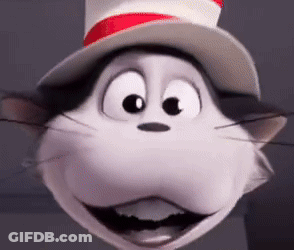 A Close Up Of A Cat In The Hat 'S Face GIF
