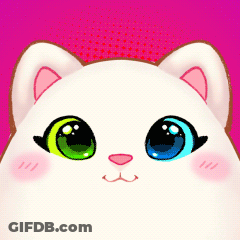 A Close Up Of A Cat 'S Face With Colorful Eyes GIF