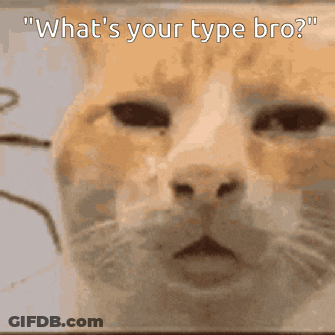 A Close Up Of A Cat 'S Face With The Caption " What 'S Your Type Bro ? " GIF