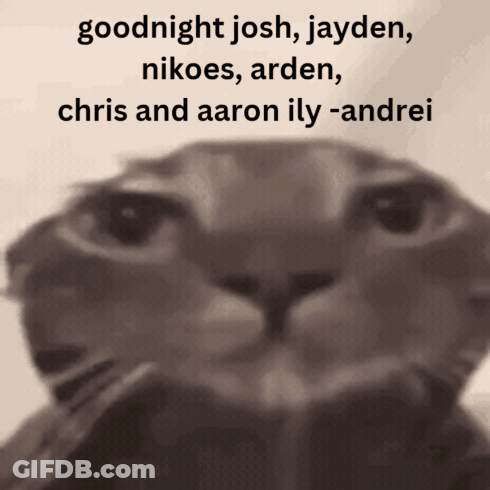 A Close Up Of A Cat With The Words Goodnight Josh Jayden Nikoes Arden GIF