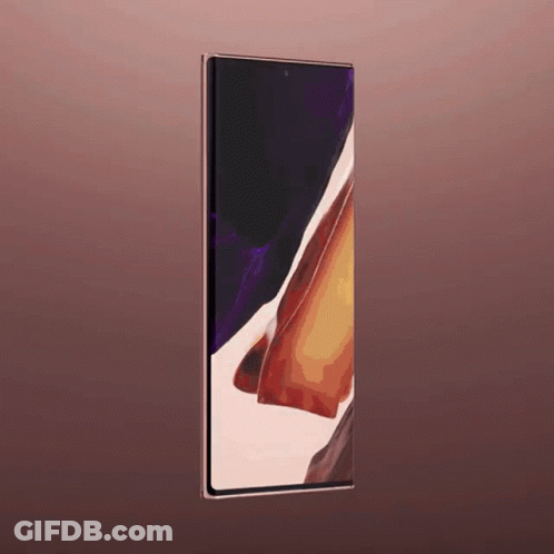 A Close Up Of A Cell Phone With A Purple And Orange Background GIF