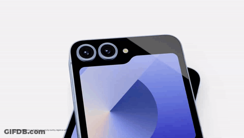 A Close Up Of A Cell Phone With Two Cameras On The Front GIF