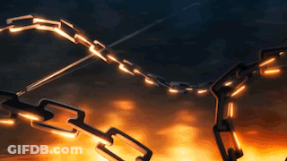 A Close Up Of A Chain With A Sunset In The Background GIF