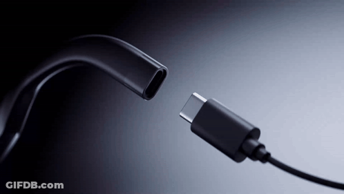 A Close Up Of A Charging Cable With The End Missing GIF