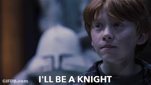 A Close Up Of A Child 'S Face With The Words I 'Ll Be A Knight Below It GIF
