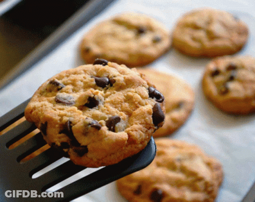 A Close Up Of A Chocolate Chip Cookie On A Fork GIF