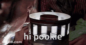 A Close Up Of A Container With The Words Hi Pookie On It . GIF