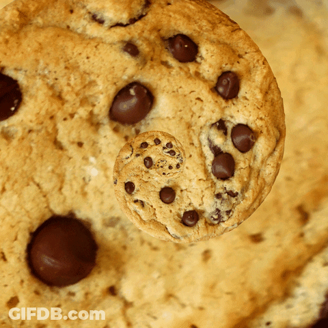 A Close Up Of A Cookie With Chocolate Chips GIF