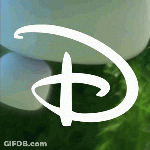 A Close Up Of A Disney Logo With A Green Background GIF