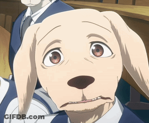 A Close Up Of A Dog 'S Face With A Sad Look On His Face GIF