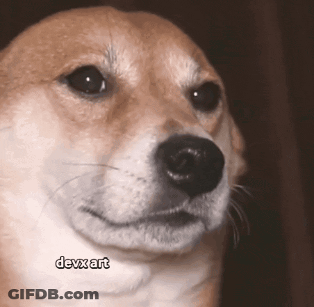 Dog Face Close Up With Devxart Text GIF