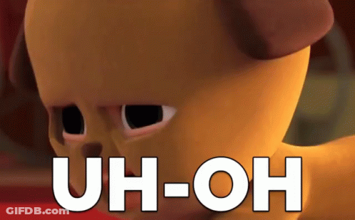 A Close Up Of A Dog 'S Face With The Words Uh-Oh Below It GIF