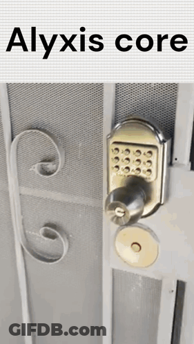 A Close Up Of A Door With The Words Alyxis Core Written Above It GIF