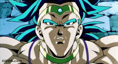 A Close Up Of A Dragon Ball Z Character With A Blue Haired Headband GIF