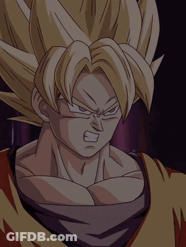 A Close Up Of A Dragon Ball Z Character With A Purple Background GIF