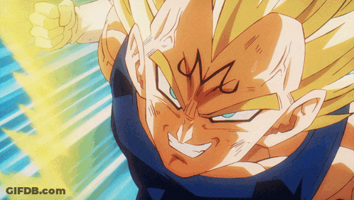 A Close Up Of A Dragon Ball Z Character With The Letter M On His Face GIF