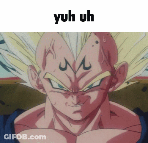 A Close Up Of A Dragon Ball Z Character With The Words Yuh Uh On The Bottom GIF
