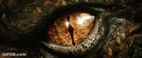 A Close Up Of A Dragon 'S Eye With A Light Shining Through GIF