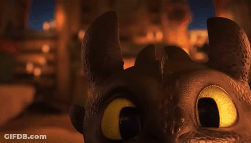 A Close Up Of A Dragon 'S Face In A Dark Room . GIF